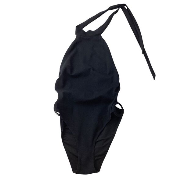 ALEXANDRA MIRO NWT Size L Carey Swimsuit Black Halter Swim Suit Cutouts Cut Out - Picture 3 of 9